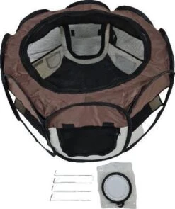 Dailyibed Opvouwbare Puppyren - Bruin - 115x115x58 Cm - Incl. Draagtas - Incl. Voederbak -Hondenartikelen Serie Winkel 1005x1200 1