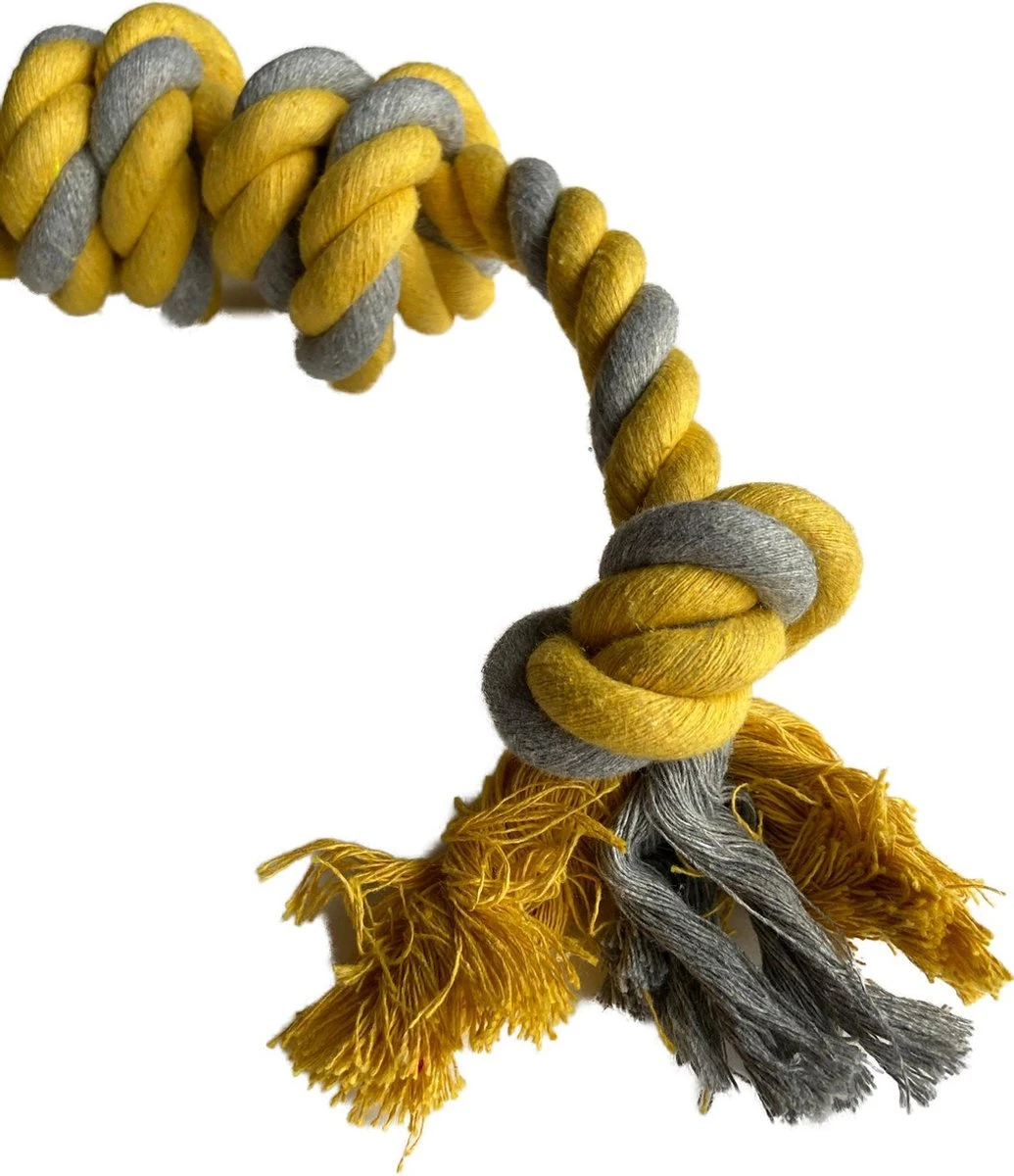 BoDutch Flostouw Hond - Hondenspeelgoed - Trektouw Hond - Hondentouw - Flostouw Hond - 60 Cm - Apporteerspeelgoed - Geel/Grijs 6 BoDutch Flostouw Hond - Hondenspeelgoed - Trektouw Hond - Hondentouw - Flostouw Hond - 60 Cm - Apporteerspeelgoed - Geel/Grijs - Afbeelding 4