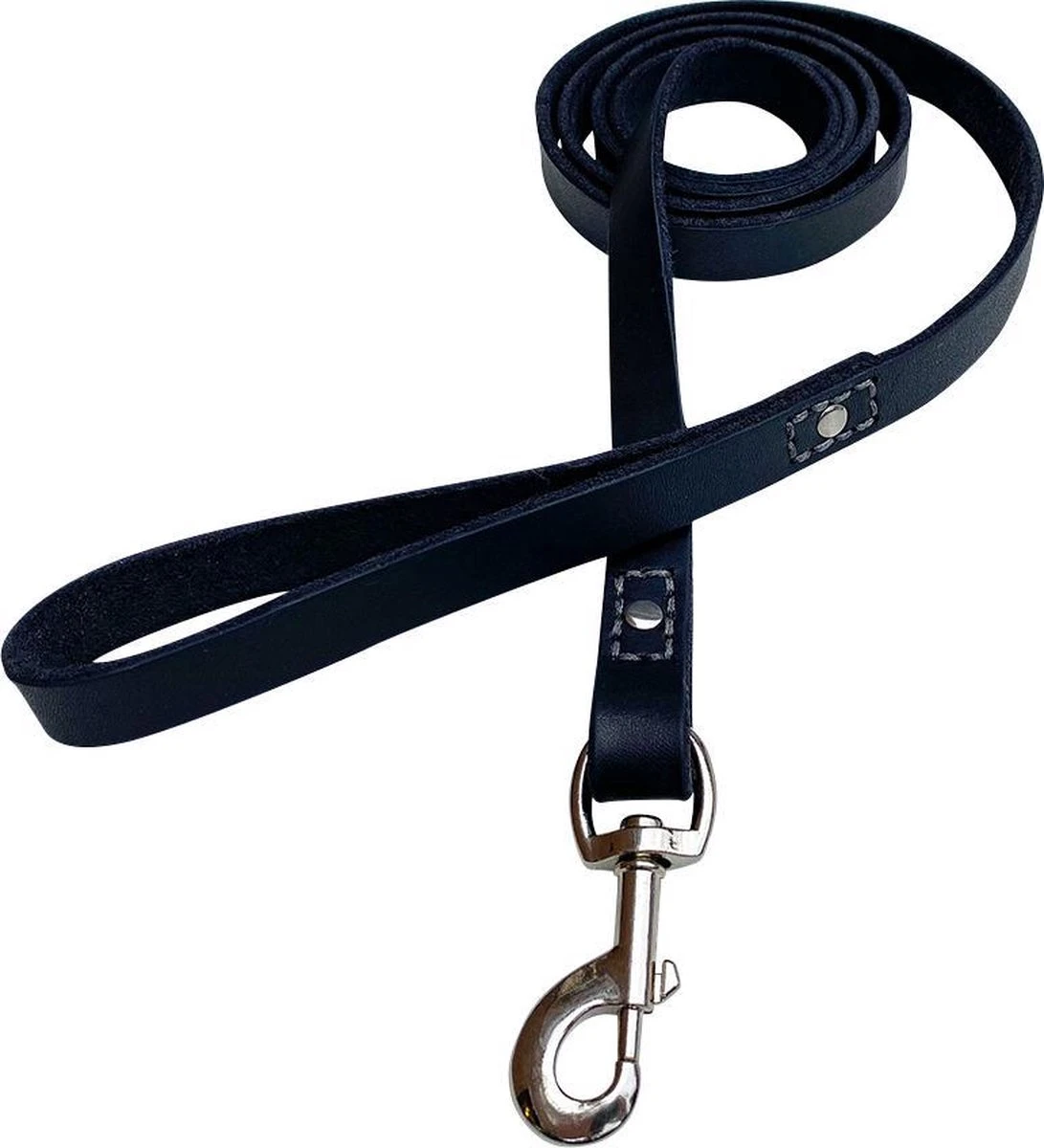 Hondenriem - 220cm – Zwarte Riem - Leren Hondenriem Met Stiksels – 100% Volnerfleer - Hond - Leer - Leder 3 Hondenriem - 220cm – Zwarte Riem - Leren Hondenriem Met Stiksels – 100% Volnerfleer - Hond - Leer - Leder