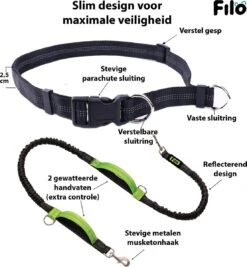 Filo Elastische Hondenriem Groot - Hardlopen En Wandelen - Hardloopriem Hond Handsfree Met Heuptasje - Looplijn Met Heupriem - Canicross Gordel Honden - Riemen - Heupgordel - Leiband -Hondenartikelen Serie Winkel 1110x1200