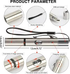 Merkloos Laserpen - USB Oplaadbaar - Kattenspeeltjes - Verschillende Standen - Zilver - Houder -Hondenartikelen Serie Winkel 1140x1200 7