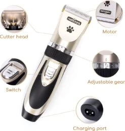 Nobleza B78 - Dieren Tondeuse Set - 4 Opzetkammen - Voor Huisdieren Katten & Honden - Draadloos -Hondenartikelen Serie Winkel 1141x1200