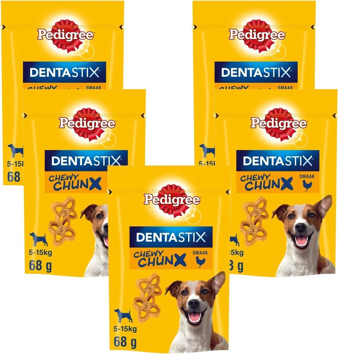 Pedigree Dentastix Chewy Chunx Hondensnacks Mini - Kip - 5 X 68 Gr 4 Pedigree Dentastix Chewy Chunx Hondensnacks Mini - Kip - 5 X 68 Gr - Afbeelding 2