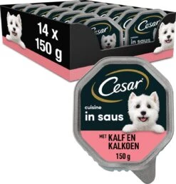 Cesar Cuisine Honden Natvoer - Kalf & Kalkoen In Saus - 14 X 150 Gr
