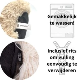 Springos Hondenmand | Superzacht En Luxe | Wasbaar | Donut | Fluffy | Hondenkussen | 60 Cm | Beige -Hondenartikelen Serie Winkel 1152x1200