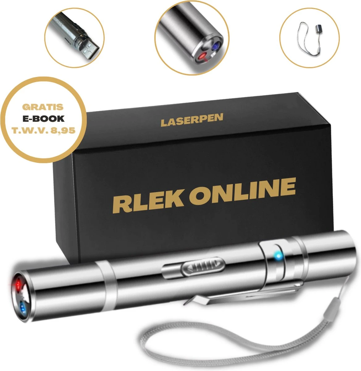 Rlek Online® Laserpen - USB Oplaadbaar - Online E-Book - Hondenspeelgoed - Laser - Kattenspeeltjes - 7 Verschillende Opties - Zaklamp/UV Licht 3 Rlek Online® Laserpen - USB Oplaadbaar - Online E-Book - Hondenspeelgoed - Laser - Kattenspeeltjes - 7 Verschillende Opties - Zaklamp/UV Licht