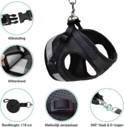 Hondentuig, Hondenharnas Met Hondenriem – Reflecterend - Zwart – Maat M (borst 35-40 Cm) -Hondenartikelen Serie Winkel 1173x1200 15