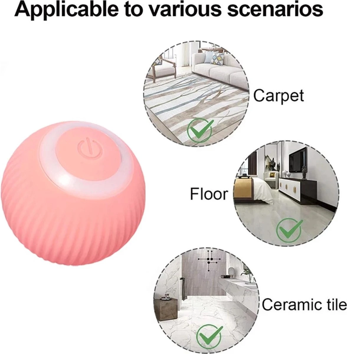 Merkloos Pecute® Elektrische Speelbal - Slimme Interactieve Zelfrollende Bal - Kat En Hond Speelgoed - Kattenspeelgoed - Roze 4 Merkloos Pecute® Elektrische Speelbal - Slimme Interactieve Zelfrollende Bal - Kat En Hond Speelgoed - Kattenspeelgoed - Roze - Afbeelding 2