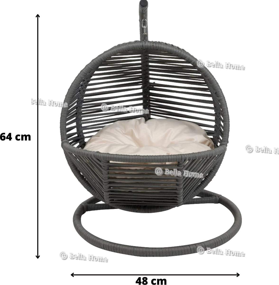 Merkloos Mini Hangstoel Swing Simba Kat / Hond Grijs | Creme Kussen 5 Merkloos Mini Hangstoel Swing Simba Kat / Hond Grijs | Creme Kussen - Afbeelding 3