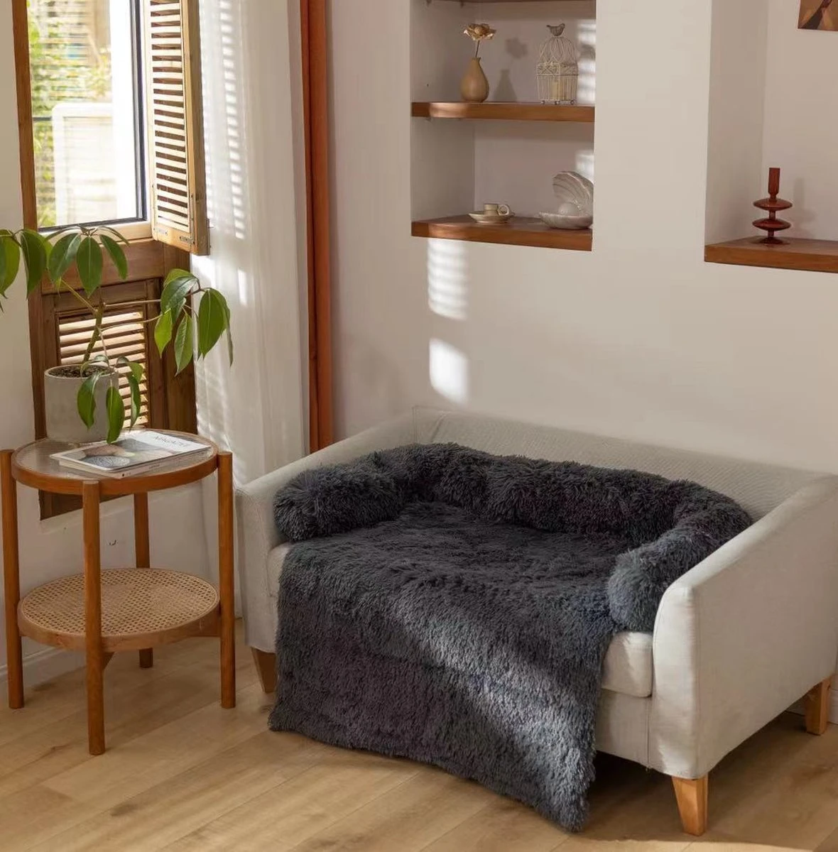 Zootic Fluffy Hondenkussen Hondenmand Hondenbed - Grijs 100 X 90 Cm 9 Zootic Fluffy Hondenkussen Hondenmand Hondenbed - Grijs 100 X 90 Cm - Afbeelding 7