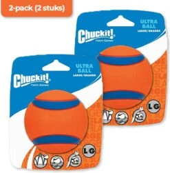 Chuckit! Ultra Ball L – Honden Speelgoed – Apporteren – Drijft Op Water – Stuitert – Veilig Voor Gebit – Honden Bal – Ideaal Met De Ballenwerper – Ø 7cm – Oranje/Blauw – Apporteerspeelgoed – 2-Pack