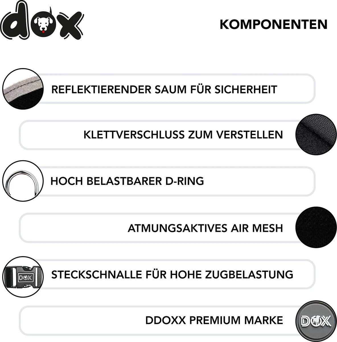 DDOXX Borstharnas Air Mesh, Step-In, Reflecterend | Vele Kleuren | Voor Kleine, Middelgrote En Middelgrote Honden | Hondenharnas Hond Kat Puppy | Kattenharnas Puppy Harnas | Zwart, M 5 DDOXX Borstharnas Air Mesh, Step-In, Reflecterend | Vele Kleuren | Voor Kleine, Middelgrote En Middelgrote Honden | Hondenharnas Hond Kat Puppy | Kattenharnas Puppy Harnas | Zwart, M - Afbeelding 3