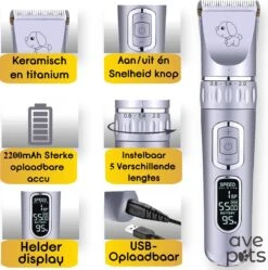 AVE Pets® Volledige Hondentondeuse Set Met Display - Draadloos Tondeuse - Scheerapparaat Voor Je Hond Of Kat - Huisdier Trimmer - Dierentondeuse - Dieren Verzorging -Hondenartikelen Serie Winkel 1189x1200 7