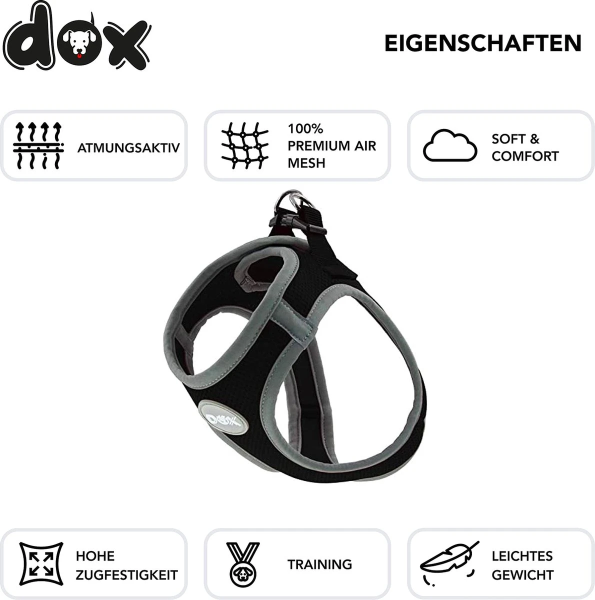 DDOXX Borstharnas Air Mesh, Step-In, Reflecterend | Vele Kleuren | Voor Kleine, Middelgrote En Middelgrote Honden | Hondenharnas Hond Kat Puppy | Kattenharnas Puppy Harnas | Zwart, M 8 DDOXX Borstharnas Air Mesh, Step-In, Reflecterend | Vele Kleuren | Voor Kleine, Middelgrote En Middelgrote Honden | Hondenharnas Hond Kat Puppy | Kattenharnas Puppy Harnas | Zwart, M - Afbeelding 6