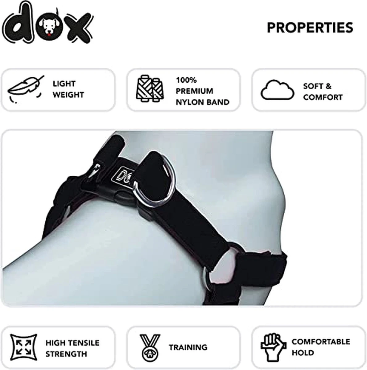 DDOXX Hondenharnas Nylon, Step-In, Verstelbaar, Uitbraakbestendig | Voor Kleine, Middelgrote & Grote Honden | Borstharnas Hond Kat Puppy Auto | Puppy Harnas Kat Harnas | Zwart, S 6 DDOXX Hondenharnas Nylon, Step-In, Verstelbaar, Uitbraakbestendig | Voor Kleine, Middelgrote & Grote Honden | Borstharnas Hond Kat Puppy Auto | Puppy Harnas Kat Harnas | Zwart, S - Afbeelding 4