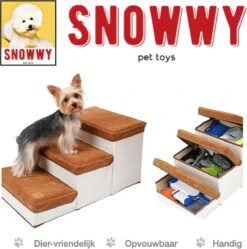 SNOWWY - Hondentrap Met Opslagruimte - Honden Loopplank Met Handige Opslagvakje - Hondenloopplanken - Inklapbaar - Huisdier Opstap - Hondentrapje - Bruin -Hondenartikelen Serie Winkel 1190x1200 5