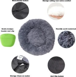 Hondenmand Donut – 60 Cm - Honden Mand – Pluche – Fluffy – Extra Zacht - Hondenkussen – Kattenkussen – Bed - Wasbaar Met Rits – Hondenmanden – Rond – Bank – Grijs - Qwality -Hondenartikelen Serie Winkel 1191x1200 3