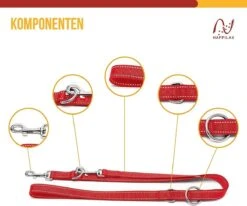 Happilax Dog Leash 2m Adjustable - Red / Reflective - 3-Step Adjustable Leash - Double Leash, Tug Leash - Geschikt Als Hondenriem Voor Grote Honden Of Als Sleepriem Voor Kleine Honden. -Hondenartikelen Serie Winkel 1200x1002 2