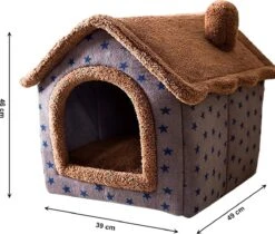 Château Animaux® Hondenhuis - Kattenhuis - 50 X 40x 46 Cm - Dierenhuis - Kattenhok - Hondentent - Hondenhuisjes Voor Binnen - Bruin -Hondenartikelen Serie Winkel 1200x1022
