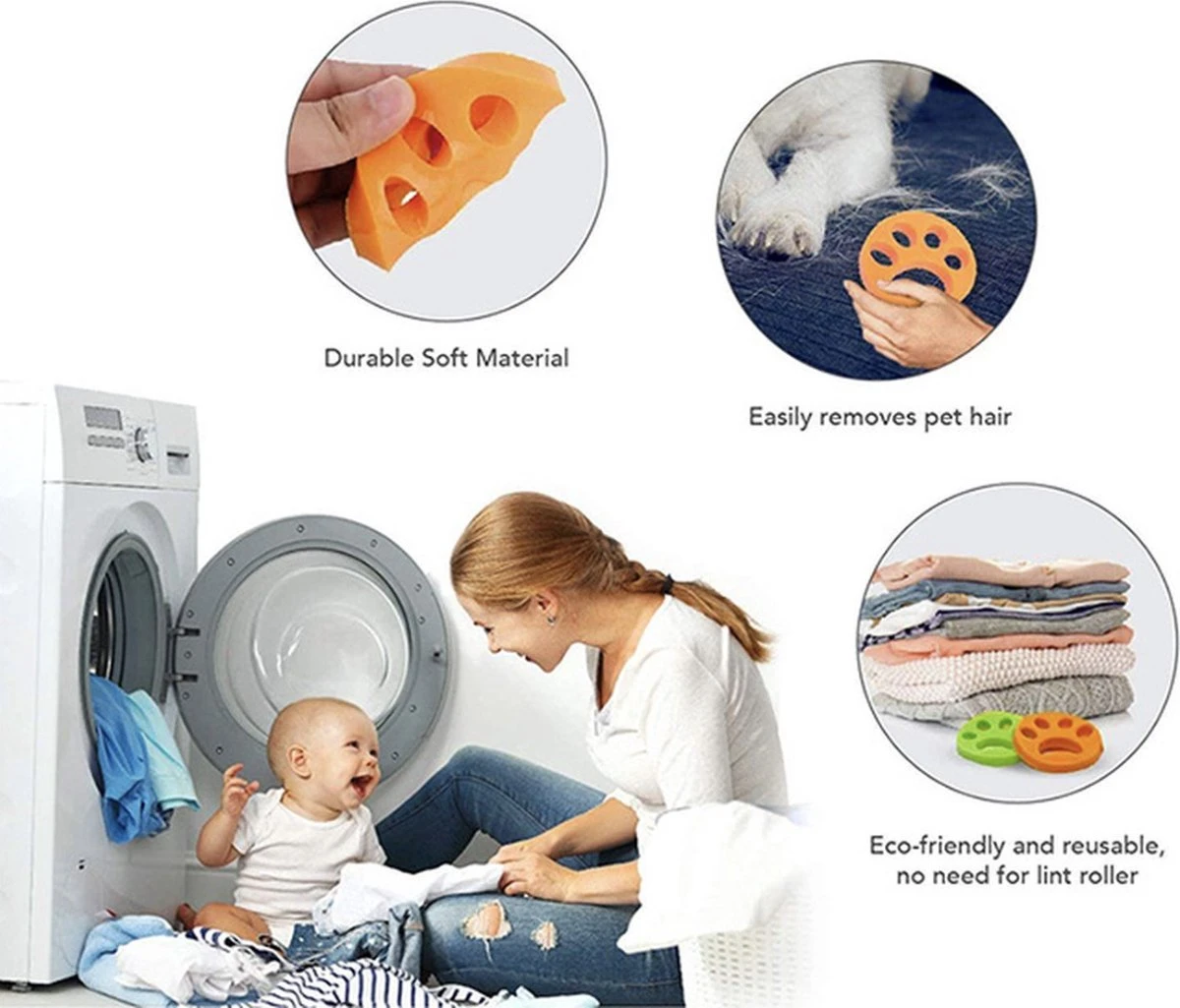 ALG-Shop - Haarverwijderaar Voor Huisdieren - 2 Stuks - Wasmachine Reiniger - Hondenhaar Verwijderaar Voor Wasmachine En Droger - Pluispootjes 6 ALG-Shop - Haarverwijderaar Voor Huisdieren - 2 Stuks - Wasmachine Reiniger - Hondenhaar Verwijderaar Voor Wasmachine En Droger - Pluispootjes - Afbeelding 4