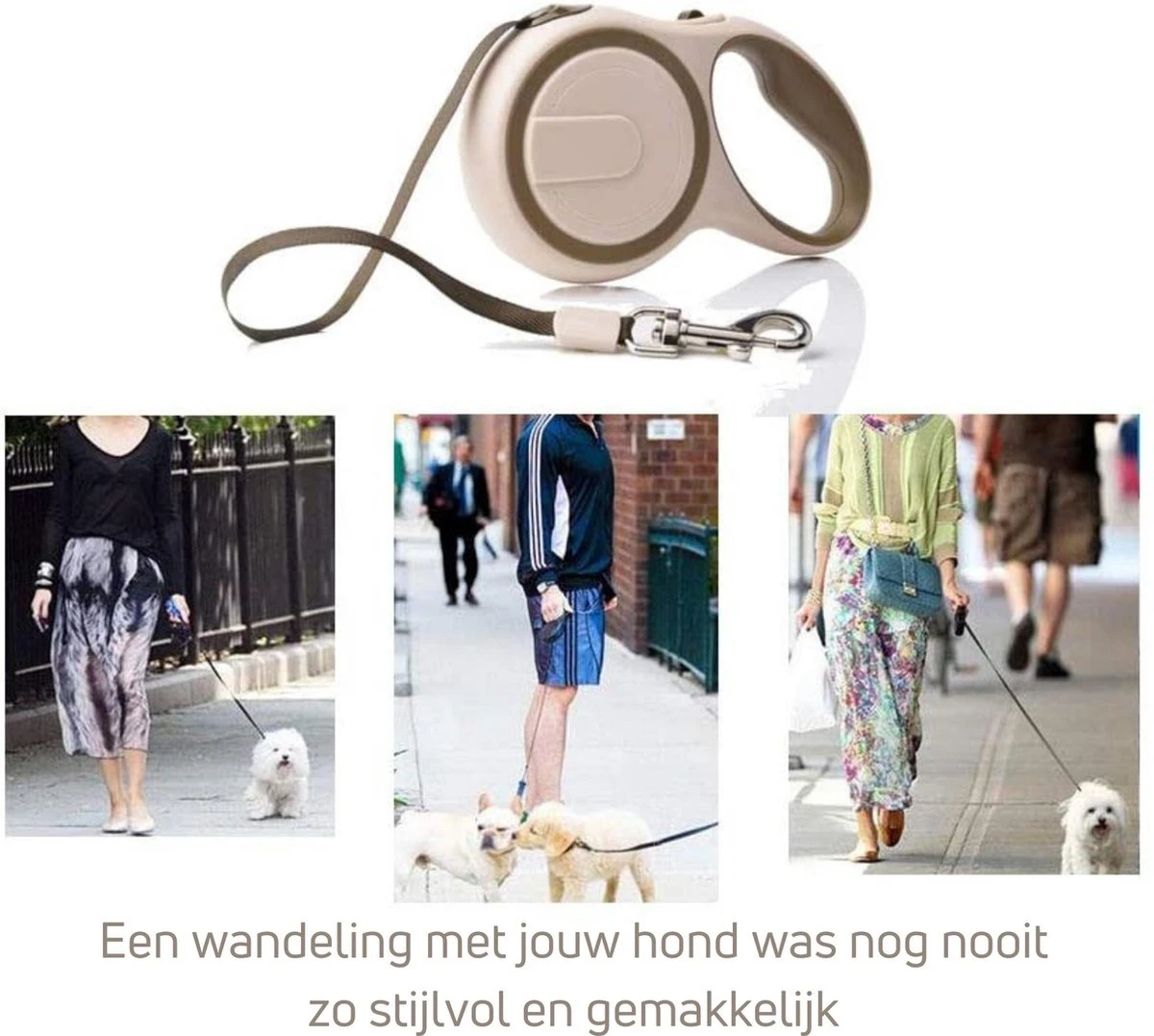 Hondenriem - Leiband Hond - Rollijn - 5 Meter - Beige - Riem Met Oprolsysteem - Hondenriem Flexi - Hondenlijn - Uitlaatriem 7 Hondenriem - Leiband Hond - Rollijn - 5 Meter - Beige - Riem Met Oprolsysteem - Hondenriem Flexi - Hondenlijn - Uitlaatriem - Afbeelding 5