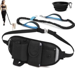 BOTC Looplijn Hond Met Heupriem Voor Hardlopen - Met Drinkbak Hond - Hondenriem - 1 Roll Poep Zakjes - Zwart