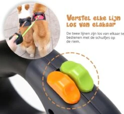 Dubbele Honden Riem – Leiband Hond – Hondenlijn – Looplijn Hond – 2 Honden – 3 Meter – Tot 12kg Per Hond – Reflecterende Lijnen – Met Zaklamp – 360° Draaien – Verstelbaar - Zwart -Hondenartikelen Serie Winkel 1200x1096 3