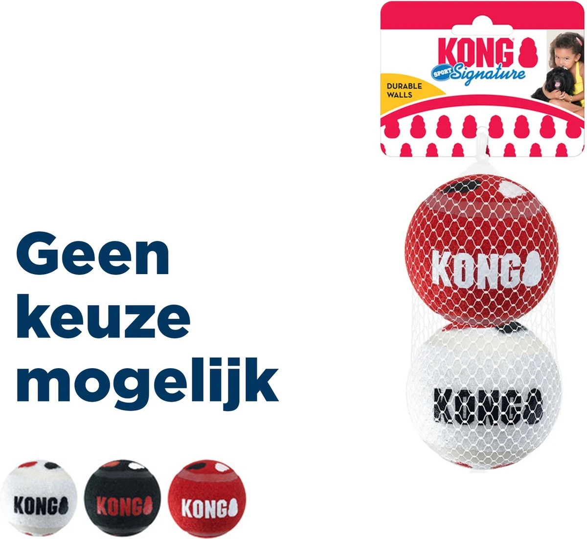 KONG Signature Speelballen L - Steviger Dan Tennisballen - Niet Schurend Materiaal - Speelbal Voor Honden - 2 Stuks 4 KONG Signature Speelballen L - Steviger Dan Tennisballen - Niet Schurend Materiaal - Speelbal Voor Honden - 2 Stuks - Afbeelding 2