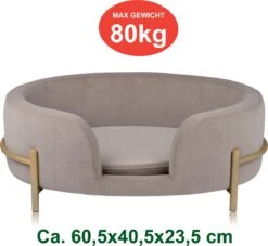 Maxxpro Pet Bed - Huisdieren Tot 80KG - Zacht Fluwelen Kussen - Verhoogd Katten- En Hondenbed - Grijs - 60,5 X 40,5 X 23,5 Cm -Hondenartikelen Serie Winkel 1200x1103