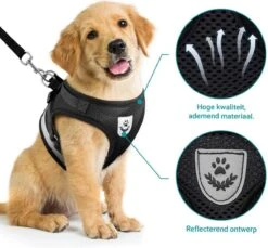 Hondentuig, Hondenharnas Met Hondenriem – Reflecterend - Zwart – Maat M (borst 35-40 Cm) -Hondenartikelen Serie Winkel 1200x1113 6