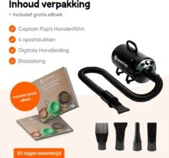 Captain Pup's Professionele Hondenföhn Met 4 Opzetstukken - Bijgeleverde Hondenborstel - Waterblazer Voor Honden - Zwart -Hondenartikelen Serie Winkel 1200x1116 5