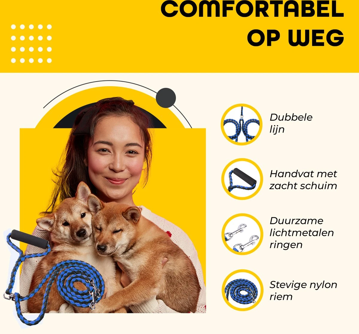 KCMultisupplies Dubbele Hondenriem Voor 2 Honden - Duo Hondenlijn Voor Hond - 120cm - Hondenleiband Riem 8 KCMultisupplies Dubbele Hondenriem Voor 2 Honden - Duo Hondenlijn Voor Hond - 120cm - Hondenleiband Riem - Afbeelding 6