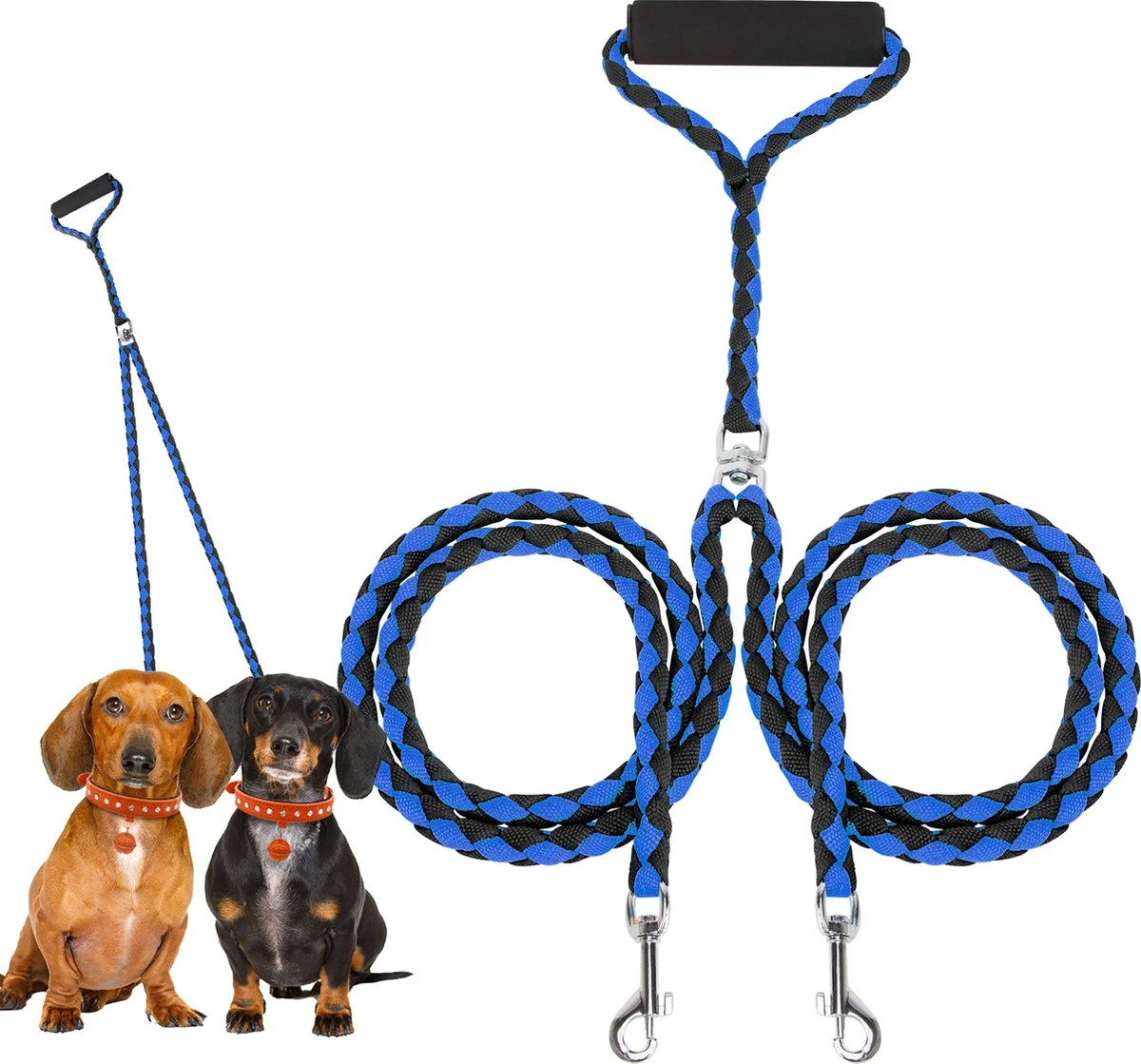 KCMultisupplies Dubbele Hondenriem Voor 2 Honden - Duo Hondenlijn Voor Hond - 120cm - Hondenleiband Riem 3 KCMultisupplies Dubbele Hondenriem Voor 2 Honden - Duo Hondenlijn Voor Hond - 120cm - Hondenleiband Riem