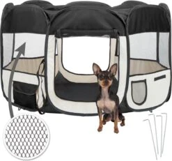 Dailyibed Opvouwbare Puppyren - Zwart - 115x115x58 Cm - Incl. Draagtas - Incl. Voederbak -Hondenartikelen Serie Winkel 1200x1120 5
