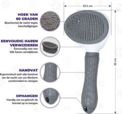 Kattenborstel - Hondenborstel - Pluizenverwijderaar - Haarverwijderaar Voor Huisdieren - Hondenkam - Kattenkam - Huisdierhaar Verwijderaar - Ontpluizer - Kattenhaar & Hondenhaar Verwijderaar - Voor Langharig & Kortharig - Grijs -Hondenartikelen Serie Winkel 1200x1123 11