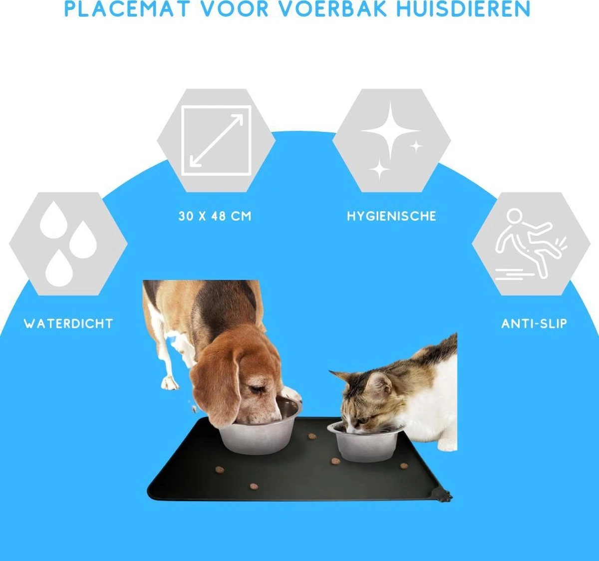 Winkrs - Placemat Voor Voerbak Van Hond Of Kat Huisdieren - Zwart Siliconen Waterdicht 6 Winkrs - Placemat Voor Voerbak Van Hond Of Kat Huisdieren - Zwart Siliconen Waterdicht - Afbeelding 4
