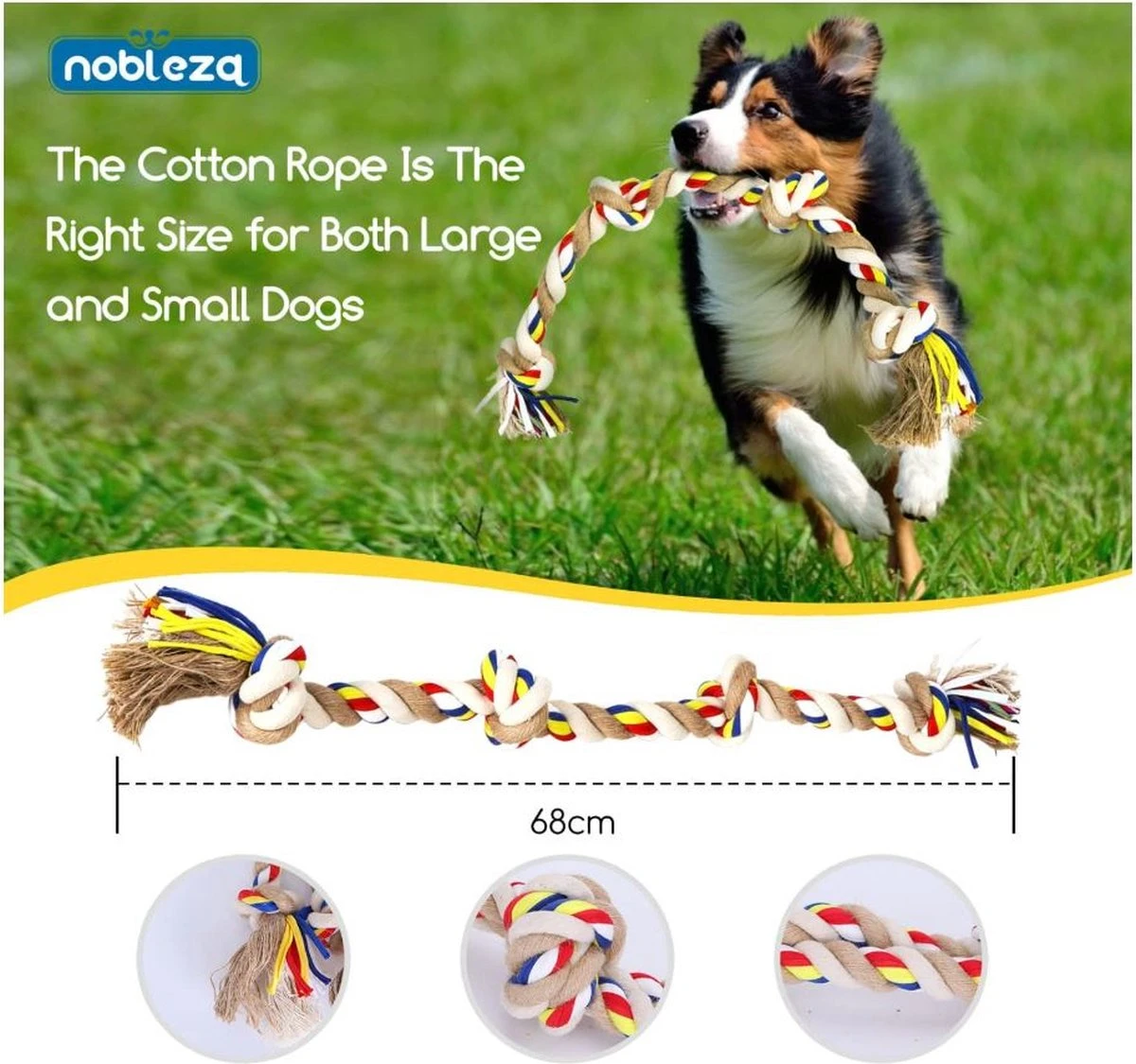 Nobleza Hondentouw - Speeltouw Hond - Flostouw Hond - Trektouw Hond - Lang - Geknoopt 5 Nobleza Hondentouw - Speeltouw Hond - Flostouw Hond - Trektouw Hond - Lang - Geknoopt - Afbeelding 3