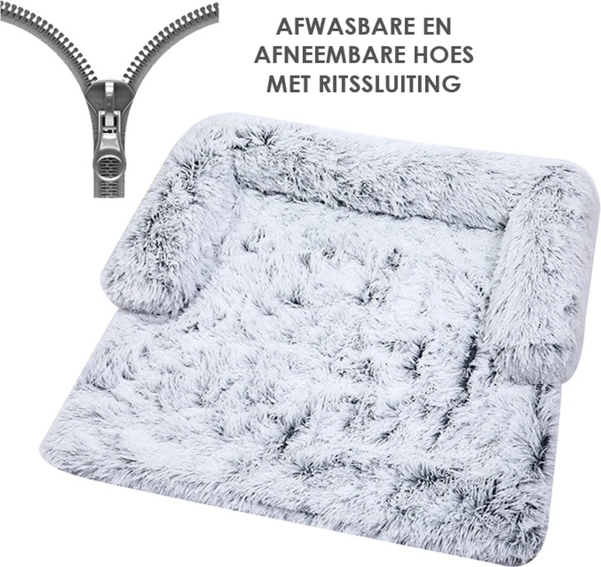 Zootic Fluffy Hondenkussen Hondenmand Hondenbed - Grijs 100 X 90 Cm 12 Zootic Fluffy Hondenkussen Hondenmand Hondenbed - Grijs 100 X 90 Cm - Afbeelding 10