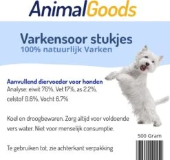 Animalgoods Gedroogde Snacks - Hondensnack - Varken - Varkensoorstukjes - 500 Gram - Hondensnacks - Honden - Snacks -Hondenartikelen Serie Winkel 1200x1132