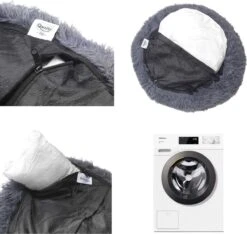 Hondenmand Donut – 60 Cm - Honden Mand – Pluche – Fluffy – Extra Zacht - Hondenkussen – Kattenkussen – Bed - Wasbaar Met Rits – Hondenmanden – Rond – Bank – Grijs - Qwality -Hondenartikelen Serie Winkel 1200x1139 4