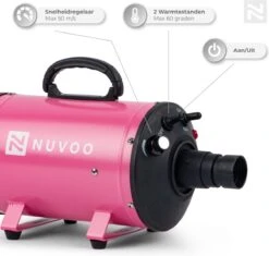 Nuvoo Professionele Hondenföhn / Waterblazer / Hondenborstel Met 3 Opzetstukken - Verstelbare Vermogen Tot 2200W - Warme / Koude Stand - Roze -Hondenartikelen Serie Winkel 1200x1140 10