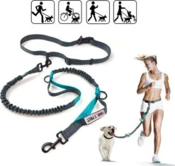 Oak's First Elastische En Diervriendelijke Looplijn Met Heupriem - Hondenriem - 150cm/210cm - Grijs