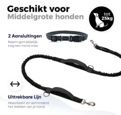 Canicross Looplijn Hond Met Heupriem Voor Hardlopen - Elastische Handsfree Hondenriem - Honden Trainingslijn - 150/210cm - Zwart -Hondenartikelen Serie Winkel 1200x1140 18