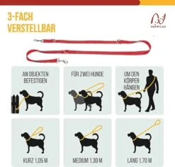 Happilax Dog Leash 2m Adjustable - Red / Reflective - 3-Step Adjustable Leash - Double Leash, Tug Leash - Geschikt Als Hondenriem Voor Grote Honden Of Als Sleepriem Voor Kleine Honden. -Hondenartikelen Serie Winkel 1200x1142 17