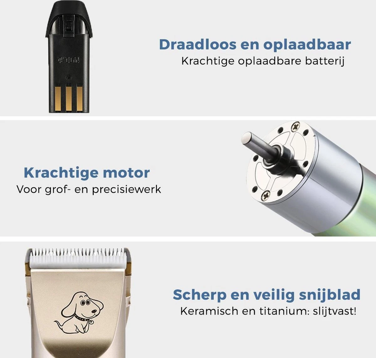 LifeGoods Hondentondeuse - Voor Katten En Honden - Complete Set - 5 Standen - Draadloos - Oplaadbaar - Goud/Zwart 7 LifeGoods Hondentondeuse - Voor Katten En Honden - Complete Set - 5 Standen - Draadloos - Oplaadbaar - Goud/Zwart - Afbeelding 5