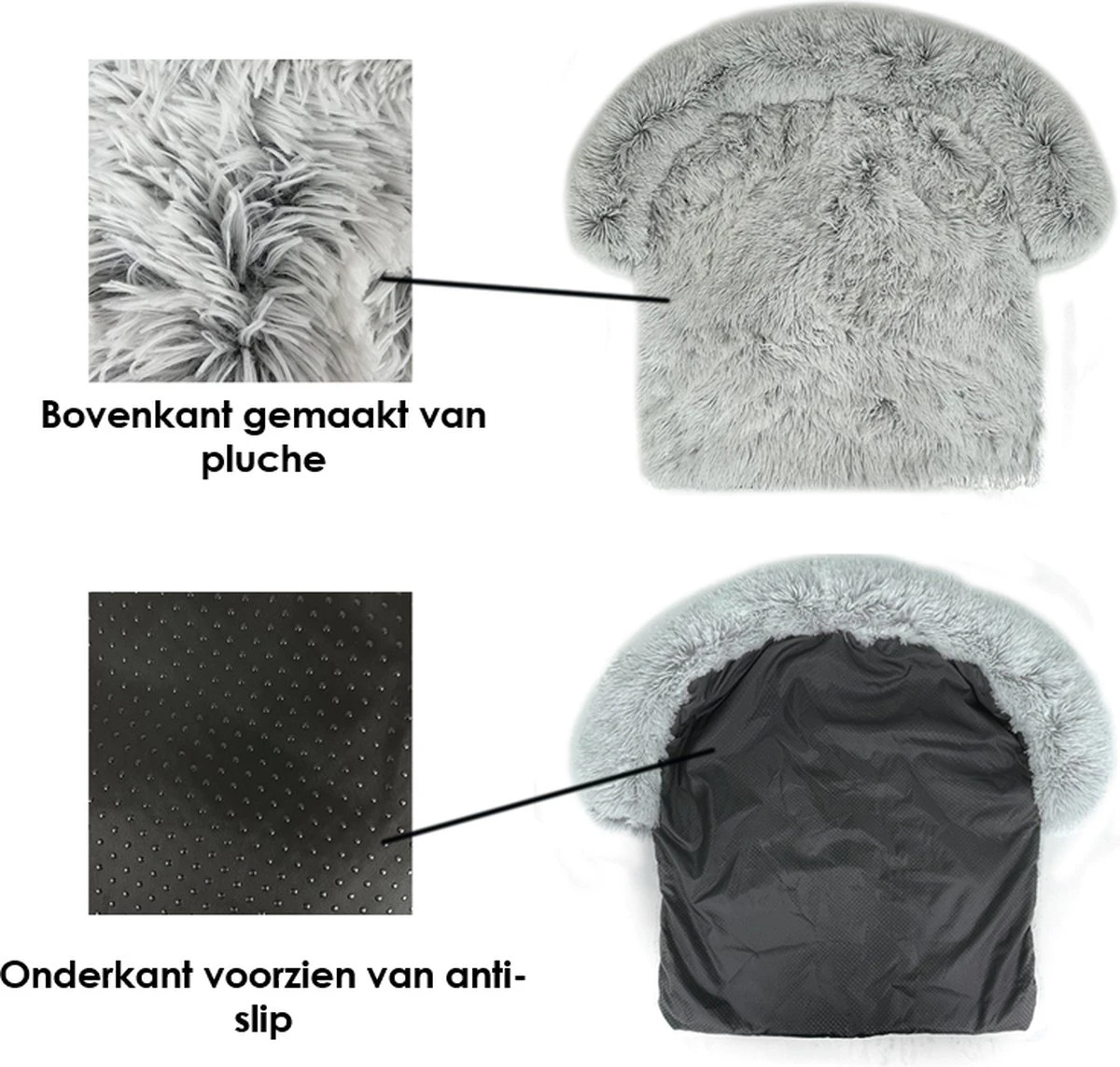 Zootic Fluffy Hondenkussen Hondenmand Hondenbed - Grijs 100 X 90 Cm 4 Zootic Fluffy Hondenkussen Hondenmand Hondenbed - Grijs 100 X 90 Cm - Afbeelding 2