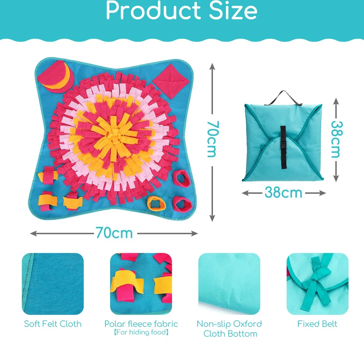 Nobleza Snuffelmat - Speelmat - Hondenspeelgoed - Fleece - Snackmat - 70 X 70 Cm 5 Nobleza Snuffelmat - Speelmat - Hondenspeelgoed - Fleece - Snackmat - 70 X 70 Cm - Afbeelding 3