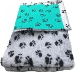 Vet Bed Grijs Met Voetprint Groene Rug 22mm 150x100 Cm -Hondenartikelen Serie Winkel 1200x1150 12