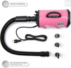 Nuvoo Professionele Hondenföhn / Waterblazer / Hondenborstel Met 3 Opzetstukken - Verstelbare Vermogen Tot 2200W - Warme / Koude Stand - Roze -Hondenartikelen Serie Winkel 1200x1151 5