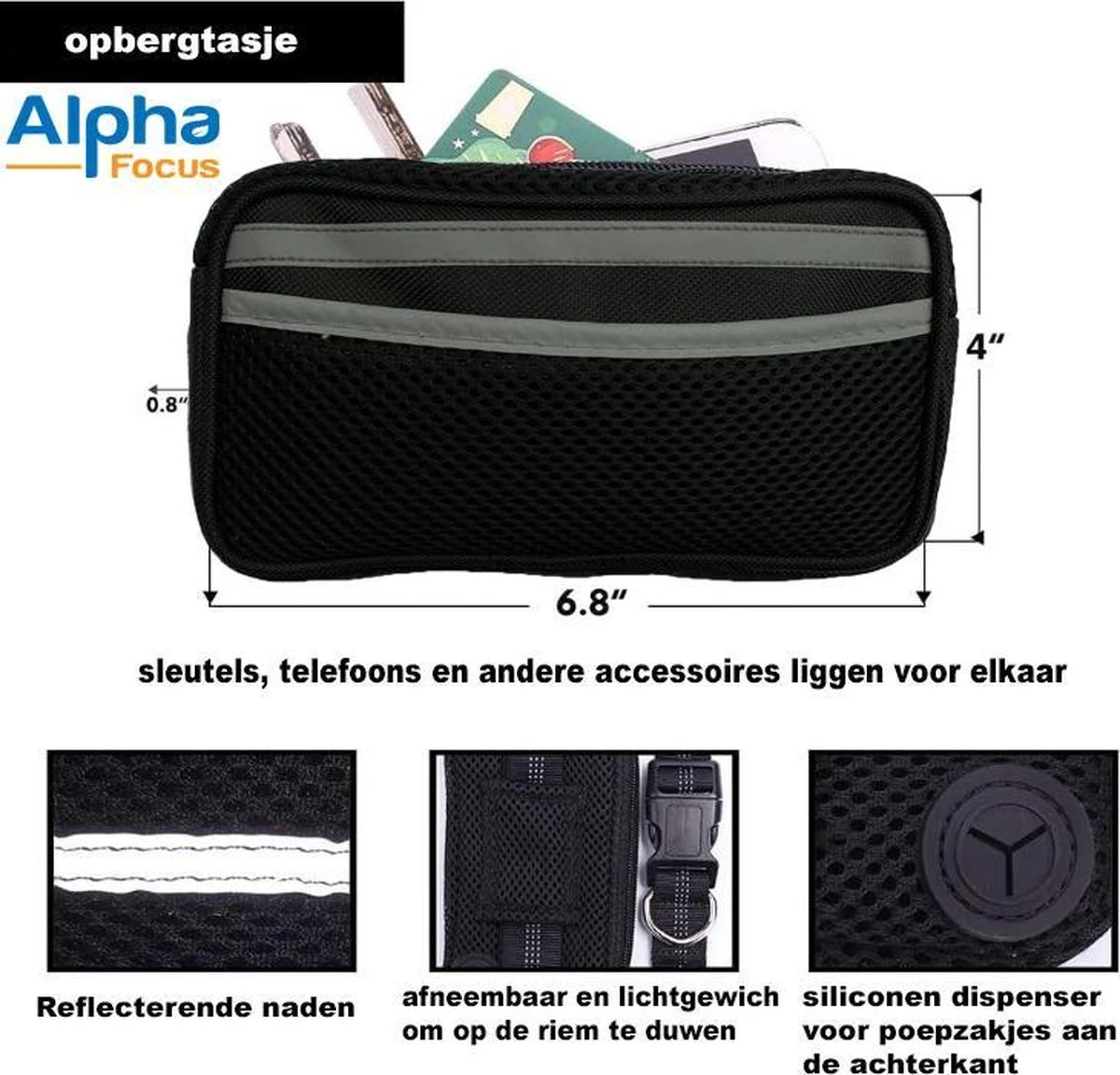 Looplijn Met Heupriem Hands Free - Hondenriem - Reflecterende Hardloopband -Elastische Leiband - Heuptas En Flessenhouder - Zwart - 150 Cm Tot 210 Cm 6 Looplijn Met Heupriem Hands Free - Hondenriem - Reflecterende Hardloopband -Elastische Leiband - Heuptas En Flessenhouder - Zwart - 150 Cm Tot 210 Cm - Afbeelding 4